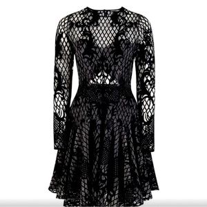 NWT THURLEY Black Lace Mesh Mini Dress